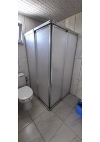 Resim Girayduşakabin 80x100 Parlak Profil Mika Köşe Girişli Kabin Gümüş 