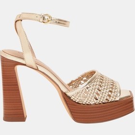 Resim Katy Perry The Steady Ankle Strap Kadın Altın Hasır Topuklu Sandalet Altın 