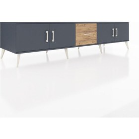 Resim Kronos Tv Ünitesi 2 Raflı Tek Çekmeceli 4 Kapaklı 220x59x51 Antrasit-antrasit/çam Antrasıt/atlas Çam - Antrasıt 