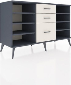 Resim Hyperion Konsol 6 Raflı 3 Çekmeceli 132x44x83 Antrasit-antrasit/aytaşı Antrasit/aytaşı 