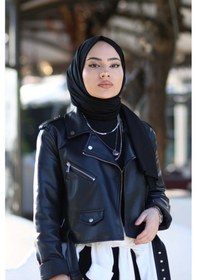 Resim Tesettür Penye Şal Modeli - Siyah 