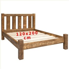 Resim Rutil Masif Ahşap Rustik Karyola-parmaklık Baş Uçlu 120x200 