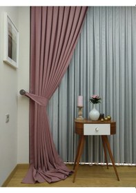 Resim Evdepo Home Keten Pembe Fon Perde Tek Kanat Pembe 