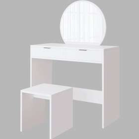 Resim Bimossa V20 Flora Tabureli Makyaj Masası - Meşe - Kumtaşı 