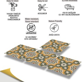 Resim Tink Kendinden Yapışkanlı Duvar kaplama Yeşil Metraj Desenli Pvc Karo 30X30 cm (33 Adet) 3 M² 