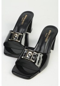 Resim Pierre Cardin Kadın Siyah Rugan Topuklu Terlik Pc-55787 Siyah 