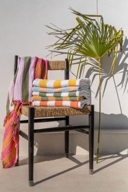 Resim Çizgili Dokulu Peştemal Turuncu - Turuncu / 90x175 