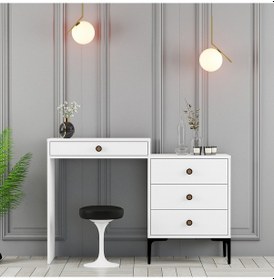 Resim Lizbon Makyaj Masası - Beyaz / Beyaz 