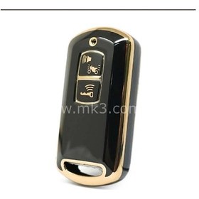 Resim Lüx Honda Uyumlu Pcx 150 Sh125 C125 Scooter Nano Anahtar Kılıfı Siyah Gold Altın Renk 1.ci Kalite 