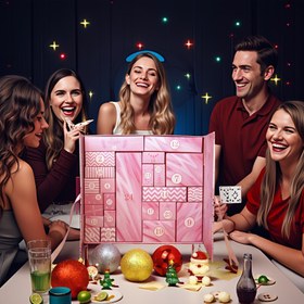 Resim 1 adet Noel Geri Sayım Takvimi Hediye Kutusu ve 24 Günlük Advent Takvimi - Pembe & Altın Tatil Düzenleyici, Numaralı Günler, Noel, Yeni Yıl, Doğum Günü Partileri için Şenlikli Tasarım - Mükemmel Tatil Hediye Saklama Kutusu 