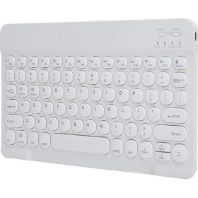 Resim TezMax Philips M9X S510J 10.1" Uyumlu Kablosuz Bluetooth Şarj Edilebilir Yuvarlak Tuşlu Klavye - Beyaz 