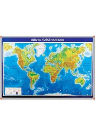 Resim 70X100CM Alüminyum Çerçeve Dünya Fiziki Haritası 