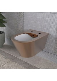 Resim Lucco Asma Klozet İçi Beyaz Dışı Komple Bronz 