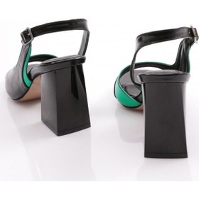 Resim Dgn 834-23y Kadin Kalin Bantli Topuklu Sandalet 834-1922-R12454 Yeşil 