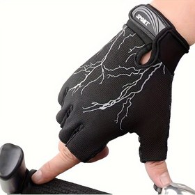 Resim Erkekler için Nefes Alabilir Yarım Parmak Bisiklet Eldivenleri - Dayanıklı, Kaymaz Tutuş ve Cırt Cırt Kapatma, Açık Hava Sporları & Fitness için İdeal 