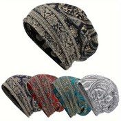 Resim Kadınlar için Bohem Paisley Baskılı Esnek Beanie Şapka Atkı & Bandana - Çok Fonksiyonlu Elastik Her-tek-Bir-Arada Aksesuar, Makinede Yıkanabilir, Rastgele Baskı Yerleşimi, Şehir Modası, Kalın Atkı, Başlık, Şık Saç Aksesuarı, Dijital Baskı Deseni, Trendy Başlık, Dayanıklı Malzeme, Uniseks Başlık, Moda Tutkunları 