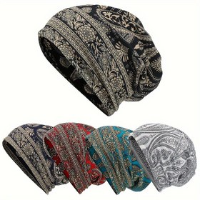 Resim Kadınlar için Bohem Paisley Baskılı Esnek Beanie Şapka Atkı & Bandana - Çok Fonksiyonlu Elastik Her-tek-Bir-Arada Aksesuar, Makinede Yıkanabilir, Rastgele Baskı Yerleşimi, Şehir Modası, Kalın Atkı, Başlık, Şık Saç Aksesuarı, Dijital Baskı Deseni, Trendy Başlık, Dayanıklı Malzeme, Uniseks Başlık, Moda Tutkunları 