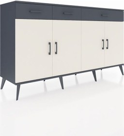 Resim Hyperion Konsol 4 Raflı 3 Çekmeceli 4 Kapaklı 176x44x99 Antrasit-aytaşı/antrasit Antrasıt/aytası - Antrasıt 