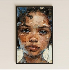 Resim Doku Efektli Kolaj Afrika Portresi Şeffaf Pleksi Tablo 