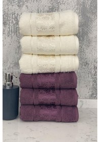 Resim Blossom El-yüz Havlusu 6 Adet-krem-mürdüm Karışık 