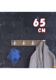 Resim Modilayn Arı Serisi 4'lü Set 61,4x9,6 Cm 12 Kancalı Banyo Askısı - Ekstra Düzen Ve Yer Tasarrufu Safir Meşe 