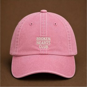 Resim Broken Hearts Club" (Kırık Kalpler Kulübü) Estetik Nakışlı Vintage Yıkamalı Beyzbol Şapkası 