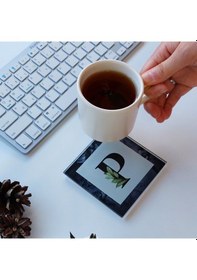 Resim Decorita Cam Bardak Altlığı P Harfli Tasarım 4'lü Takım 10 x 10 CM Çok Renkli 