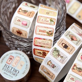 Resim Vintage Esintili Washi Bant Rulosu, 200cm - Scrapbooking, DIY Kartlar, Günlükler ve Takvim Dekoru için Sanatsal Çiçek & Karakter Tasarımları, Scrapbooking Malzemeleri, Mini Stickerlar, Günlük Seri 