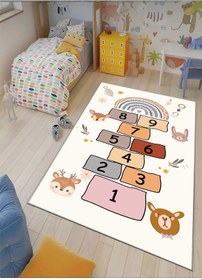 Resim Seksek Çocuk Oyun Halısı Kaymaz Makinede Yıkanabilir Eğitici 4 