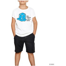 Resim Eriyorum Anlasana Beyaz Çocuk Tişört Siyah 