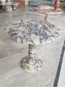 Resim Sümeyra Marble Art Begonvil - Doğal Menekşe Mermer Sehpa | Mermer Ayaklı Fiskos Sehpa | Mermer Yan Sehpa | 