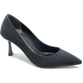 Resim Feles 7 Cm Topuklu Stiletto Kadın Ayakkabı Siyah-saten 