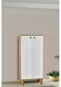 Resim Lidya 2 Kapaklı Ayakkabılık - Atlantik Çam / Beyaz 60x34x135 Cm 