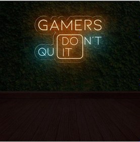 Resim Gamers Don't Quıt Yazılı Neon Tabela Çok Renkli 