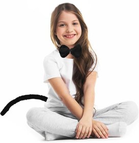 Resim TTT Peluş Siyah Renk Kuyruk ve Papyon Yetişkin Çocuk Uyumlu 