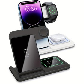 Resim PDKUAI 3'ü 1 arada Hızlı Şarj Kablosuz Şarj Standı Dock iPhone 15 14 13 12 11 Pro Max/XS/XR/XS/X/8, iWatch Ultra/9/8/7/SE/6/5/4/3/2 ve AirPods 3/Pro/Pro2 için, USB-C Bağlantı, Hızlı Şarj, Kablosuz Şarj İstasyonu 