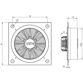 Resim Bahçıvan 33x33 cm BSTS 250-2K 2900 D/D 380/400 volt Trifaze Kare Sanayi Aspiratörü 