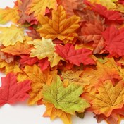 Resim 100 Adet Canlı Yapay Akçaağaç Yaprakları - Halloween, Şükran Günü & Sonbahar Düğünleri İçin Mükemmel - Çok Yönlü Masa Dekoru, Karışık Renkler 
