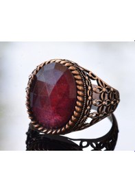 Resim Gerçek Doğal Granat Taşı Yüzük, Sterling Gümüş Erkek Yüzüğü Gümüş 