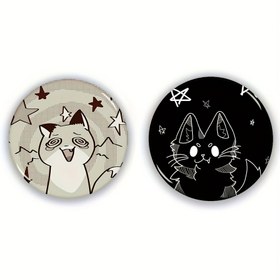 Resim 2'li Set Sevimli Yıldız Kedi Rozeti - Moda Eşleştirme Tek Parça Çanta Süsleri, Parti Kostüm Aksesuarları, Okul Çantası ve Sırt Çantası Dekorasyonları, Çiftler için Hediye, Doğum Günü Hediyeleri, Erkek ve Kadın Dekoratif Aksesuarlar 
