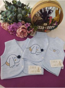 Resim bebekgarajı Gaye Erkek Bebek Yazlık Yelek, Köpek Motifli 