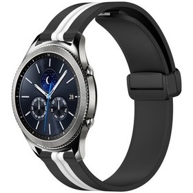 Resim Samsung Uyumlu Gear S3 Classic 22mm Katlanır Manyetik Toka Silikon Saat Kordonu 
