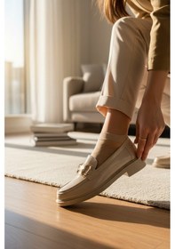 Resim Enoch Kadın Gold Köprü Tokalı Comfort Tabanlı Maskülen Loafer Ten 