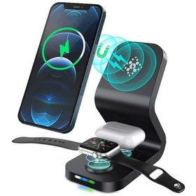 Resim Shineyee Magsafe Uyumlu 3 Lü Manyetik Kablosuz Şarj İstasyonu: Hızlı Şarj, Portre Ve Yatay Mod, Çoklu Koruma 