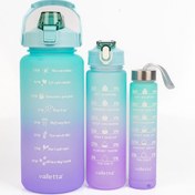Resim Valletta VLT1280 Eldorado 3lü Set Motivasyonel Su Matarası Yeşil(2000ml-750ml-300ml) 