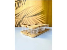 Resim Bambu ve Cam Malzemeli 6'lı Kahvaltılık Seti, Şık ve Kullanışlı Tasarım 