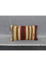 Resim Zehra Abla Halı Yeni El Dokuma Dekoratif Lumbar Kilim Kırlent Yastık Kılıfı 6575 Çok Renkli 