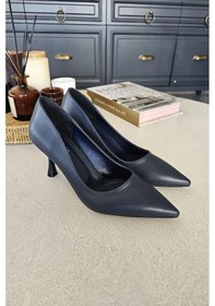 Resim 10 1109 Topukla Kadın Kadeh Topuklu 8 Cm Topuklu Stiletto Ayakkabı Lacivert 