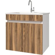 Resim banos Ld3 Ayaksız 2 Kapaklı Lavabolu Tesbih Mdf 65 Cm Banyo Dolabı 