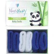 Resim Novibaby 3'lü Bambu Yenidoğan Bebek Çorabı I White Blue I 0-6 Ay 